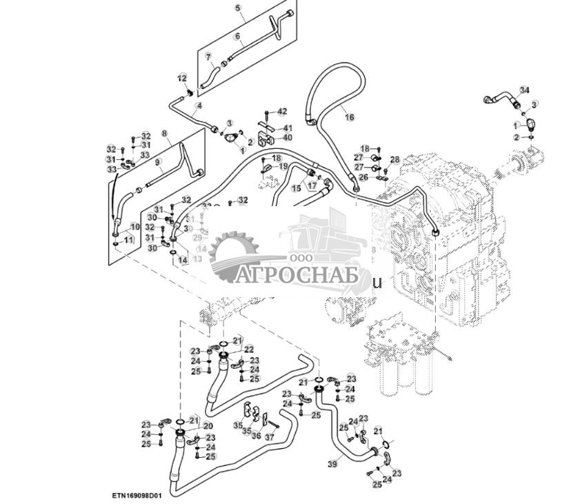 Трубопроводы гидравлического насоса, насос 90 куб. см, без PTO (12) (801465 - 804100) Трубопроводы гидравлического насоса, насос 90 куб. см, без PTO (12) (801465 - 804100) - ST873238 656.jpg